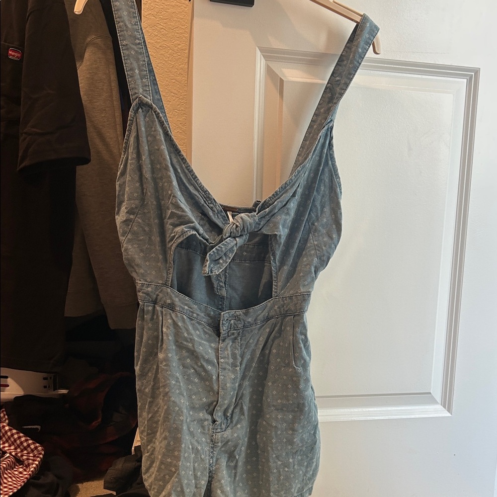 Free People Blue and White dot Jumpsuit